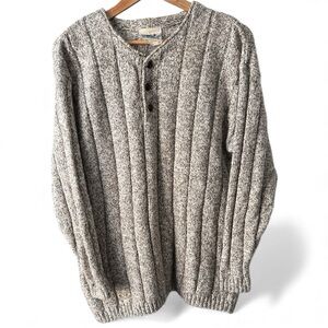 VINTAGE Knit Wide Ribbed Sweater | 90s Northern Reflections | Large | Tan